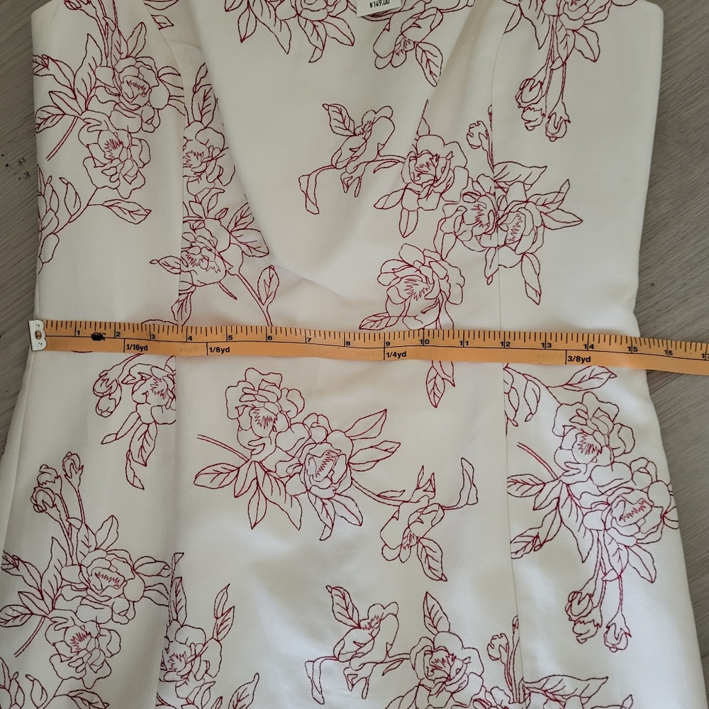 Ann Taylor dress Womens 6 Cream Red Stitched Flowers Sleeveless - Picture 10 of 16